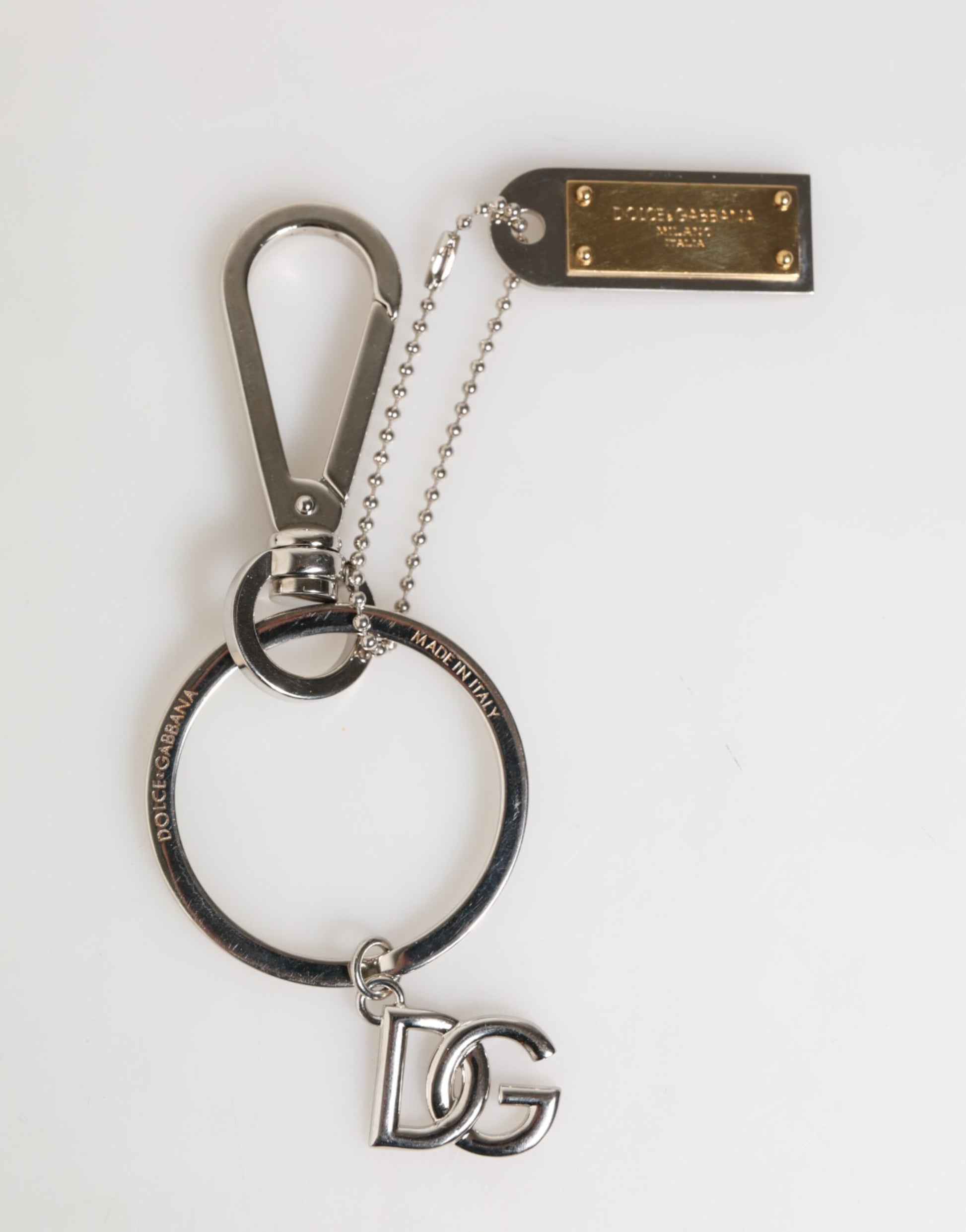 Silver DG Logo Key Holder Keychain Bag Charm Keyring