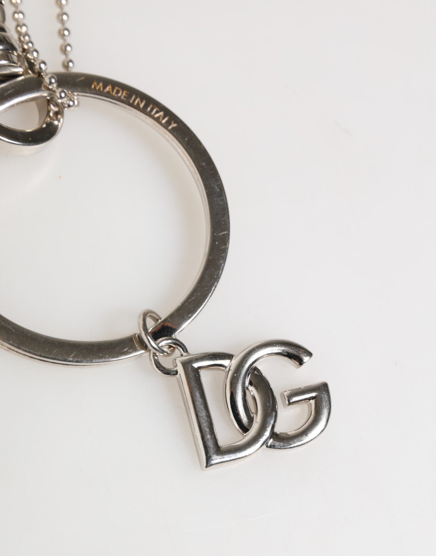 Silver DG Logo Key Holder Keychain Bag Charm Keyring