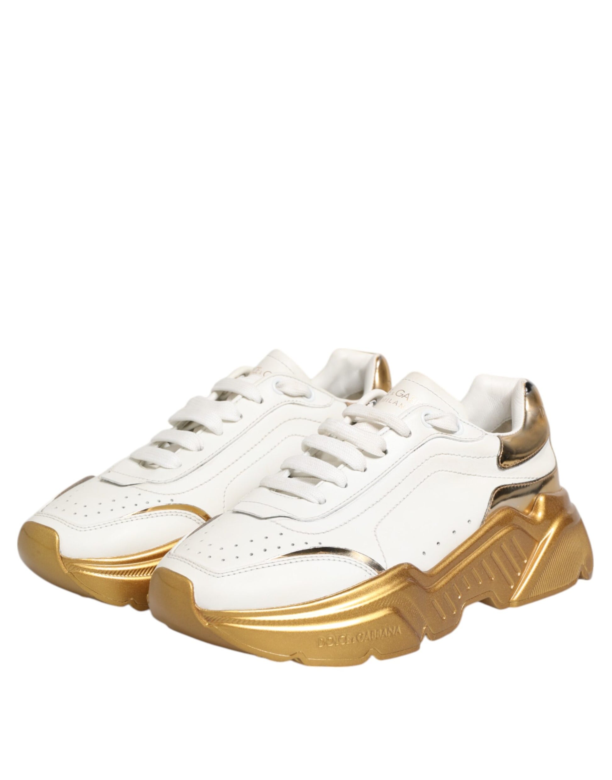 White Gold DAYMASTER Leather Sneakers Womens Shoes