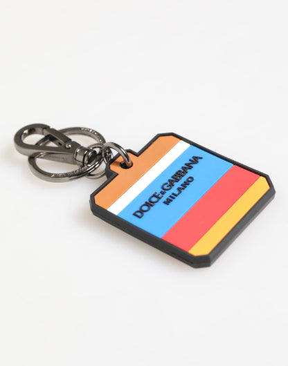 Multicolor DG Rubber Logo Silver Men's Keychain Keyring