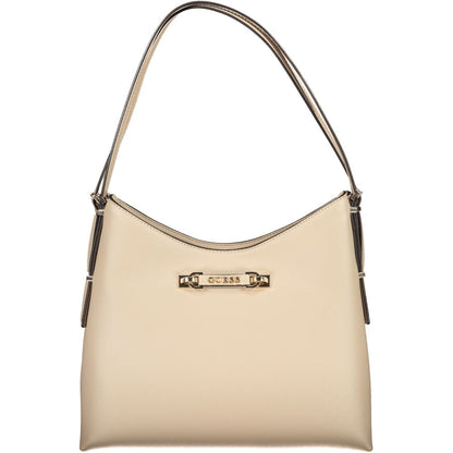 Beige Polyethylene Women Handbag