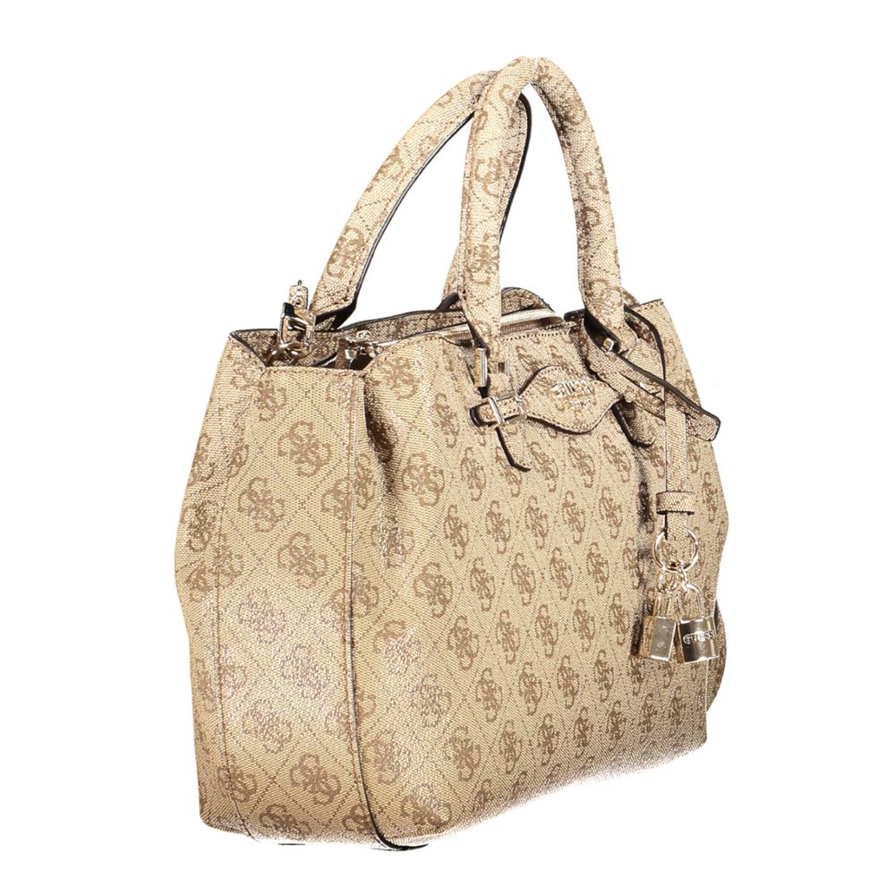 Beige Polyethylene Women Handbag