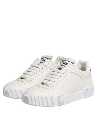 White Miami Leather Low Top Sneakers Shoes