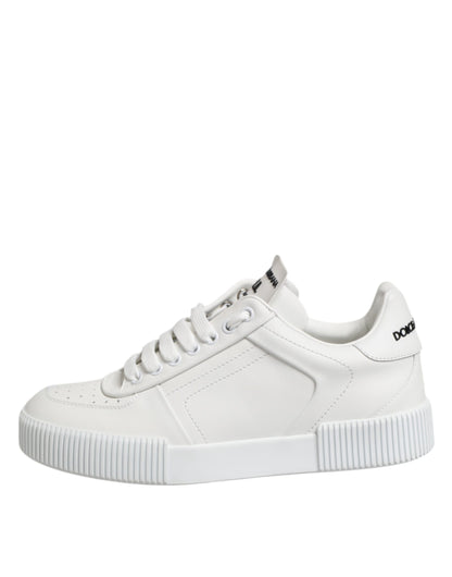 White Miami Leather Low Top Sneakers Shoes