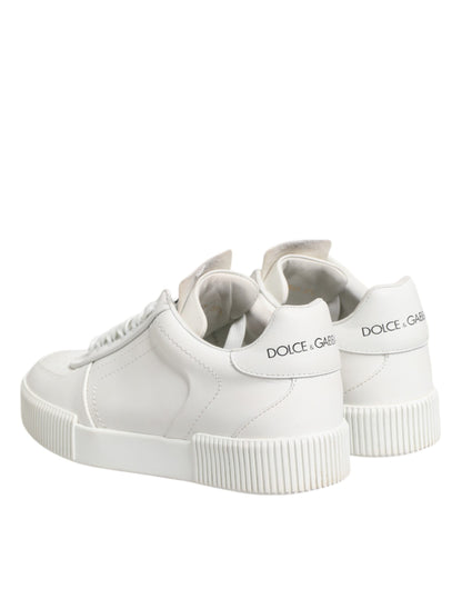 White Miami Leather Low Top Sneakers Shoes