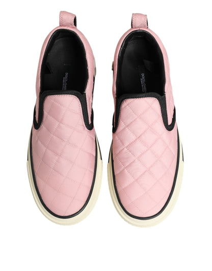 Pink Quilted Nylon Slip-On Sneaker Shoes