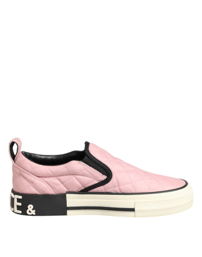 Pink Quilted Nylon Slip-On Sneaker Shoes