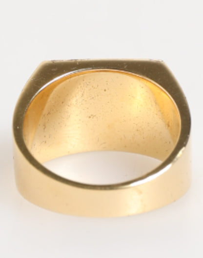 Gold Tone Brass Signet Square DG Logo Plaque Men Ring