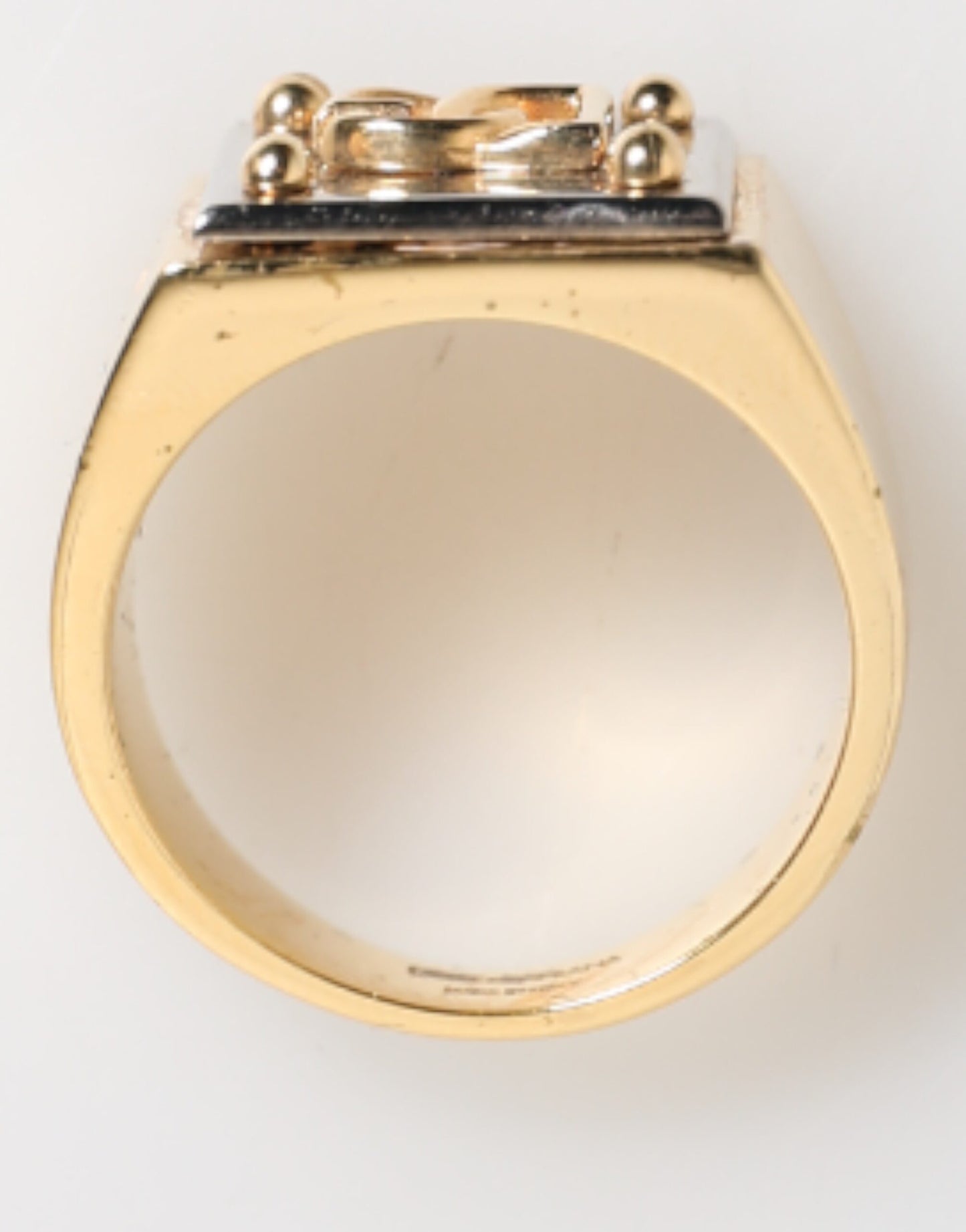 Gold Tone Brass Signet Square DG Logo Plaque Men Ring