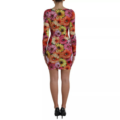 Multicolor Floral Print Sheath Mini Dress