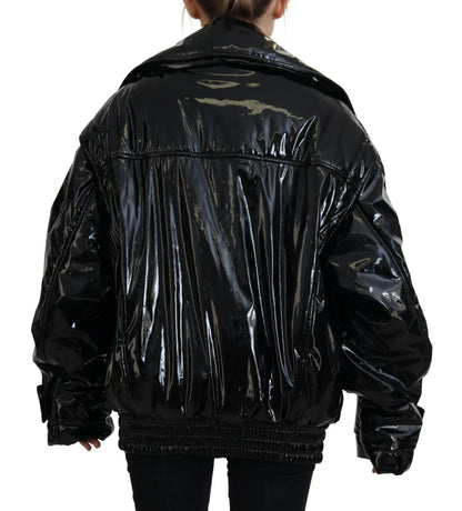 Polyester Black Shiny Blazer Women Jacket