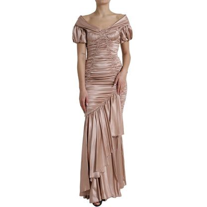 Pink Silk Stretch Sheath Mermaid Gown Dress