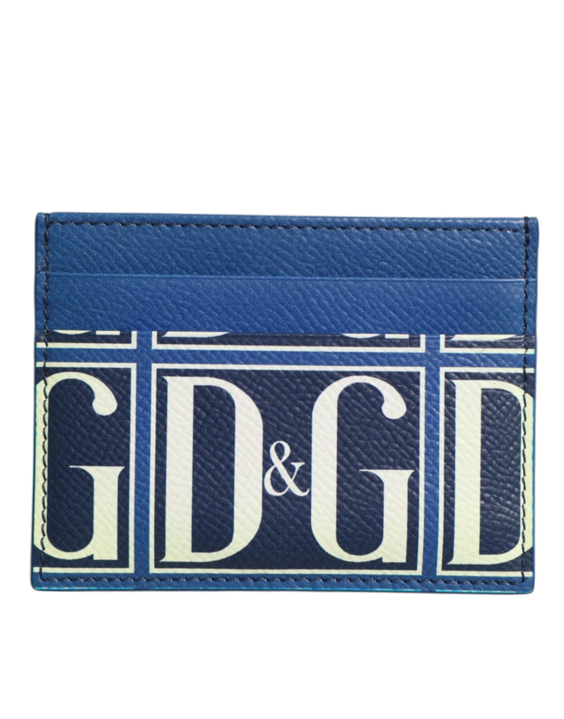Blue Calf Leather DG Logo Monogram Card Holder Wallet
