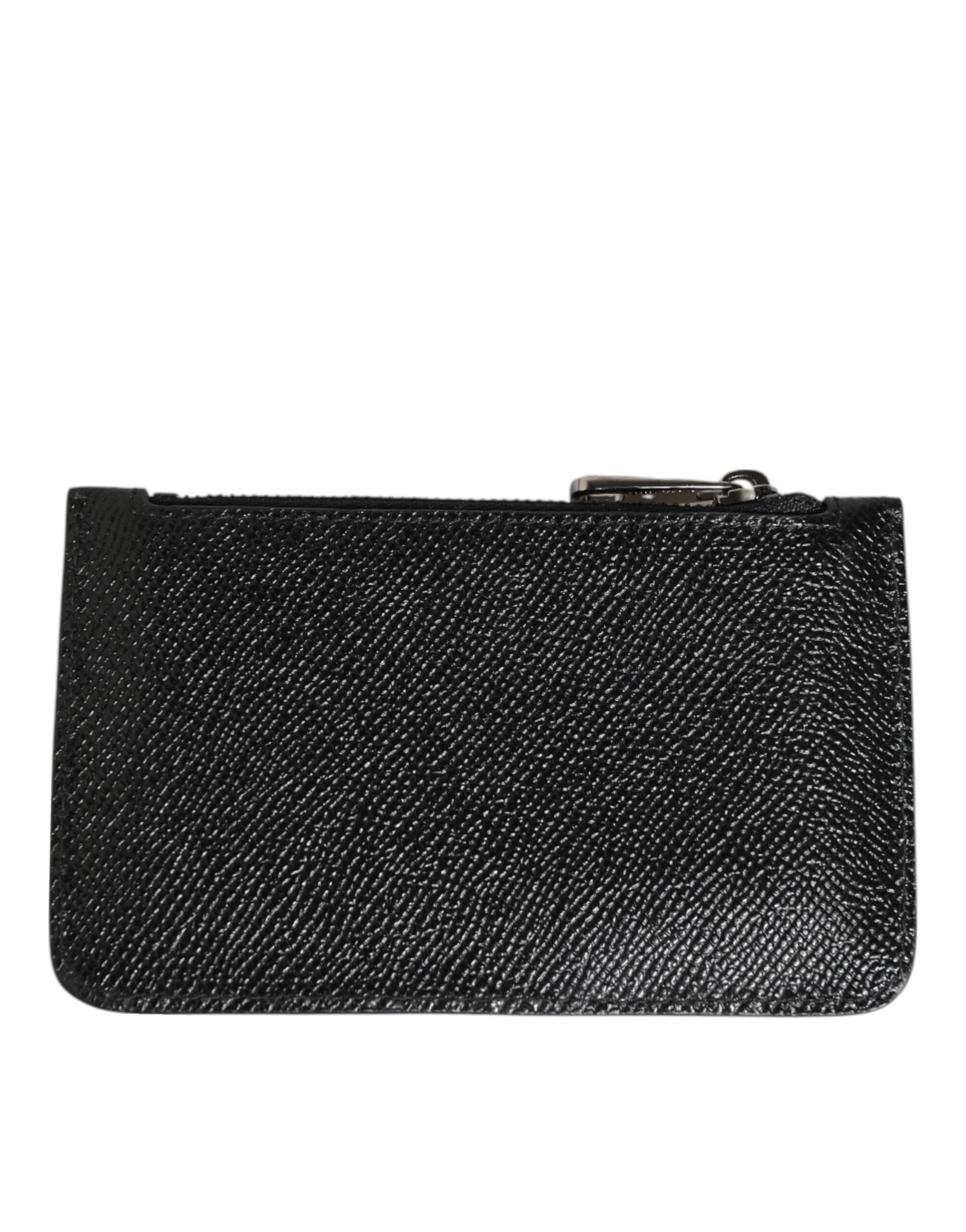 Black Leather Chain Link Mens Coin Purse Key Clip Holder Wallet