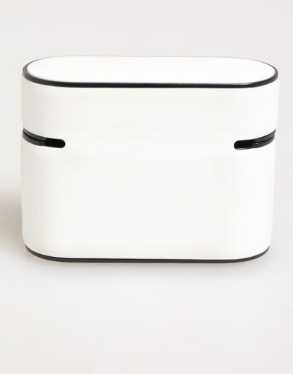 White Black Rubber Logo Embossed Accessory Airpods Case