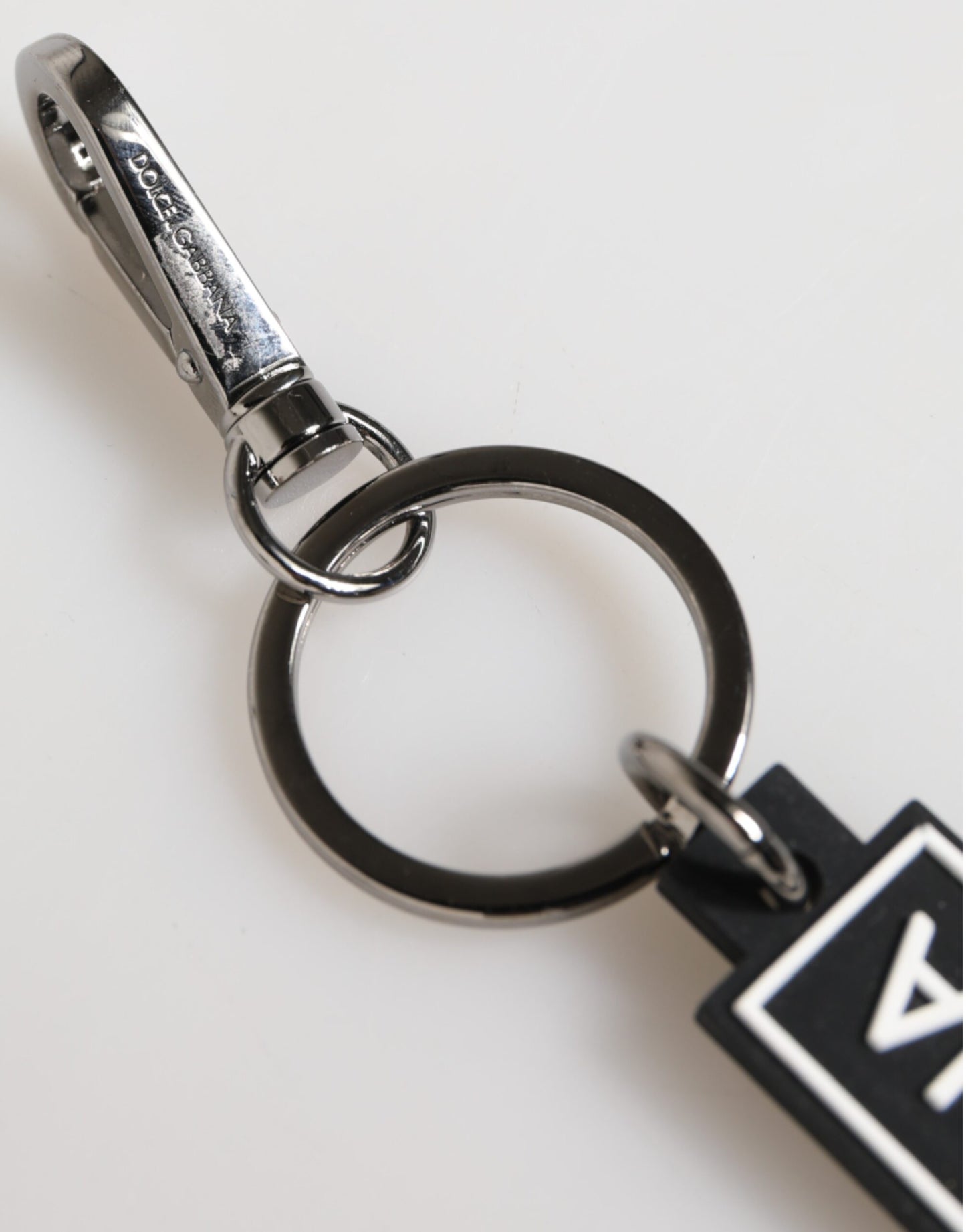 Black White DG Rubber Logo Silver Men's Holder Keyring