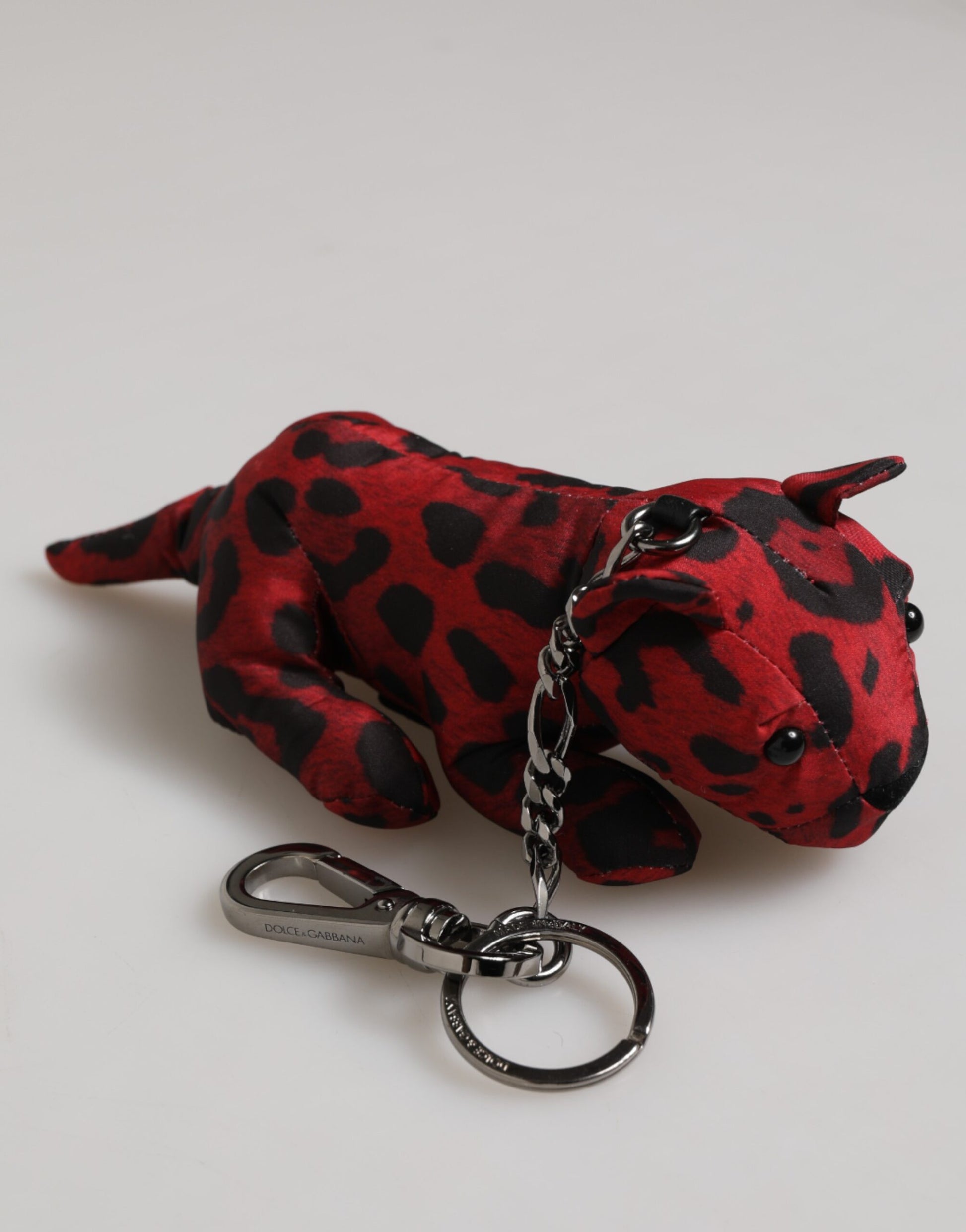 Red Black Polyester Animal Silhouette Bag Keychain Keyring