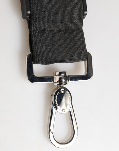 Black Polyester Stretch Rubberised DG Logo Men Keychain