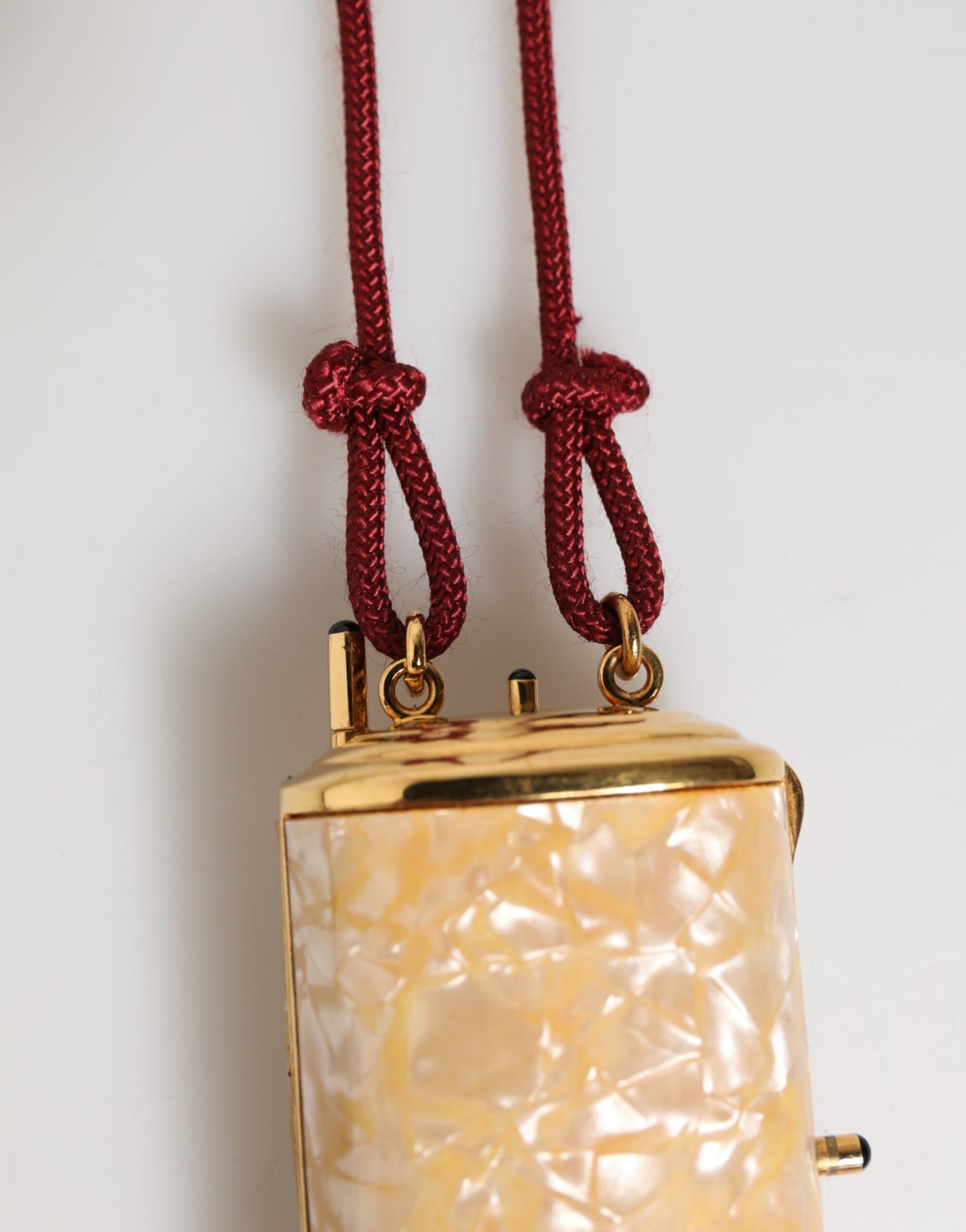 White Resin Gold Metal Crossbody Mini Purse Tassel Bag
