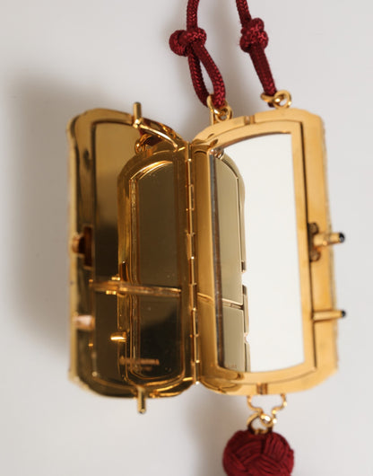 White Resin Gold Metal Crossbody Mini Purse Tassel Bag