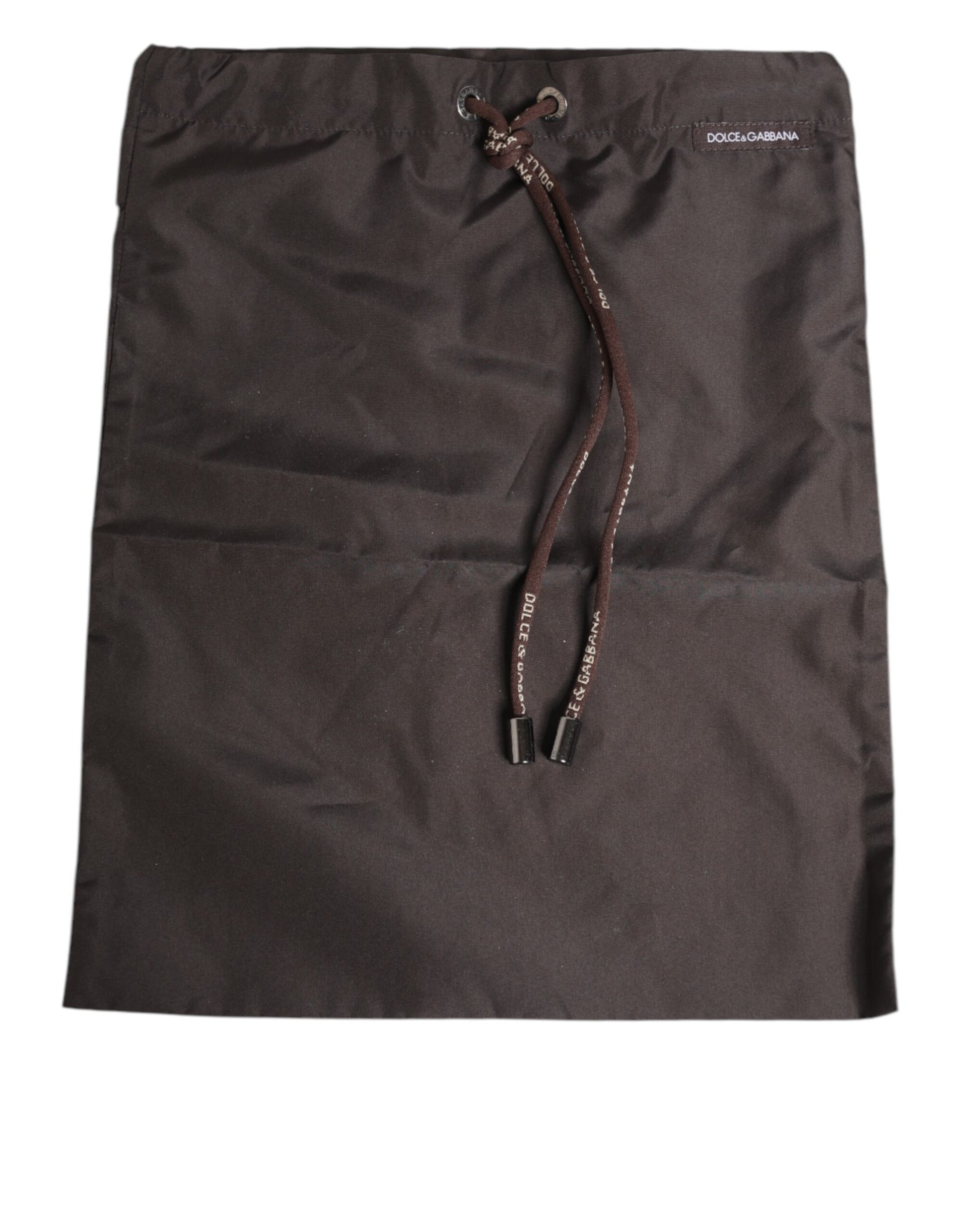 Brown Polyester Logo Elastic Waistband Swimwear