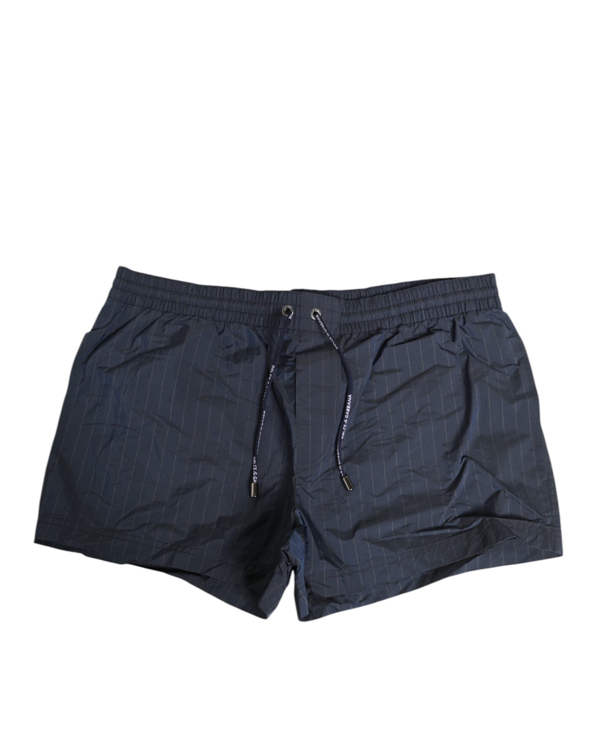 Navy Blue Polyester Nylon Pinstripe Men's Swimwear