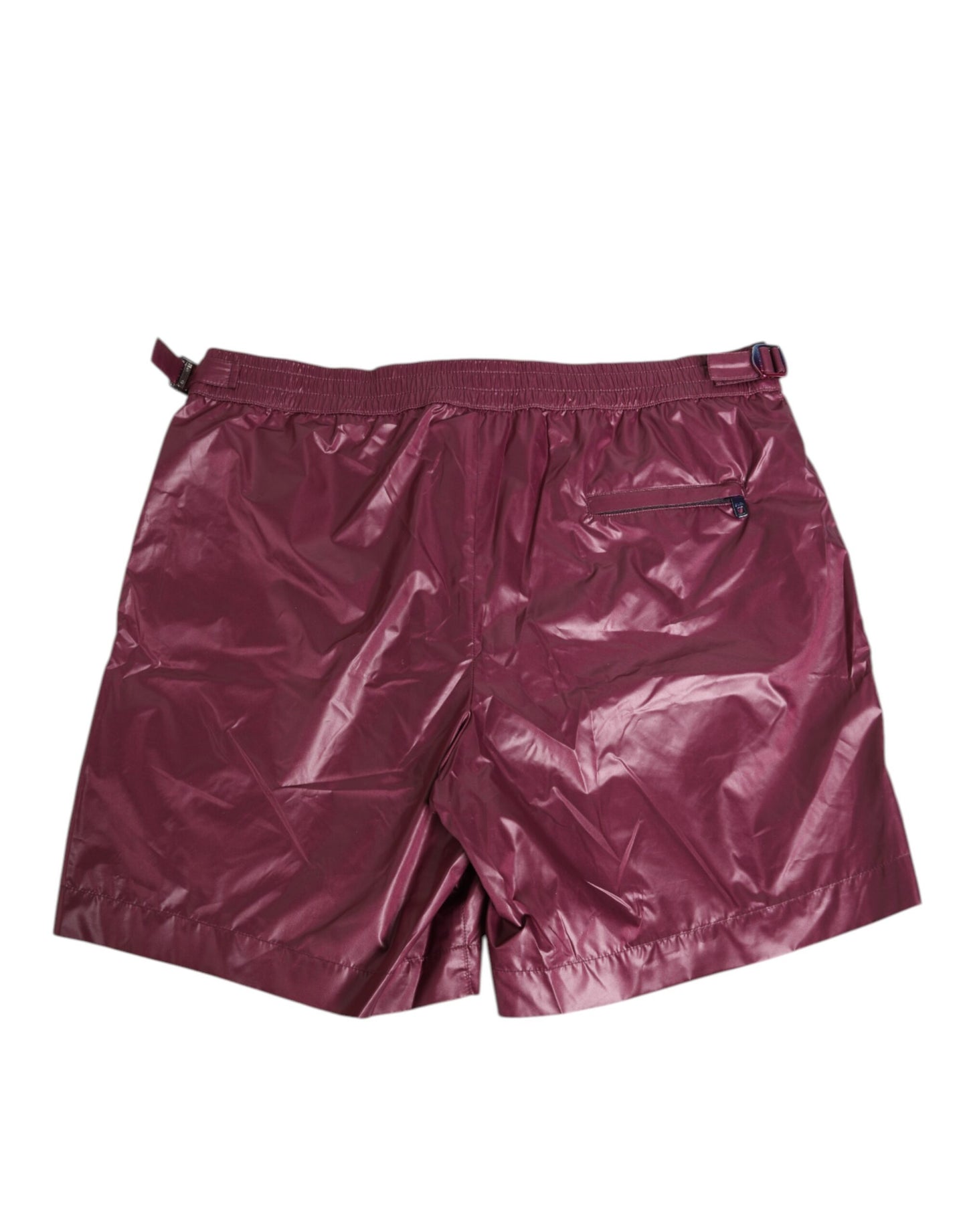 Burgundy Polyester Logo Embossed Crest Swimwear