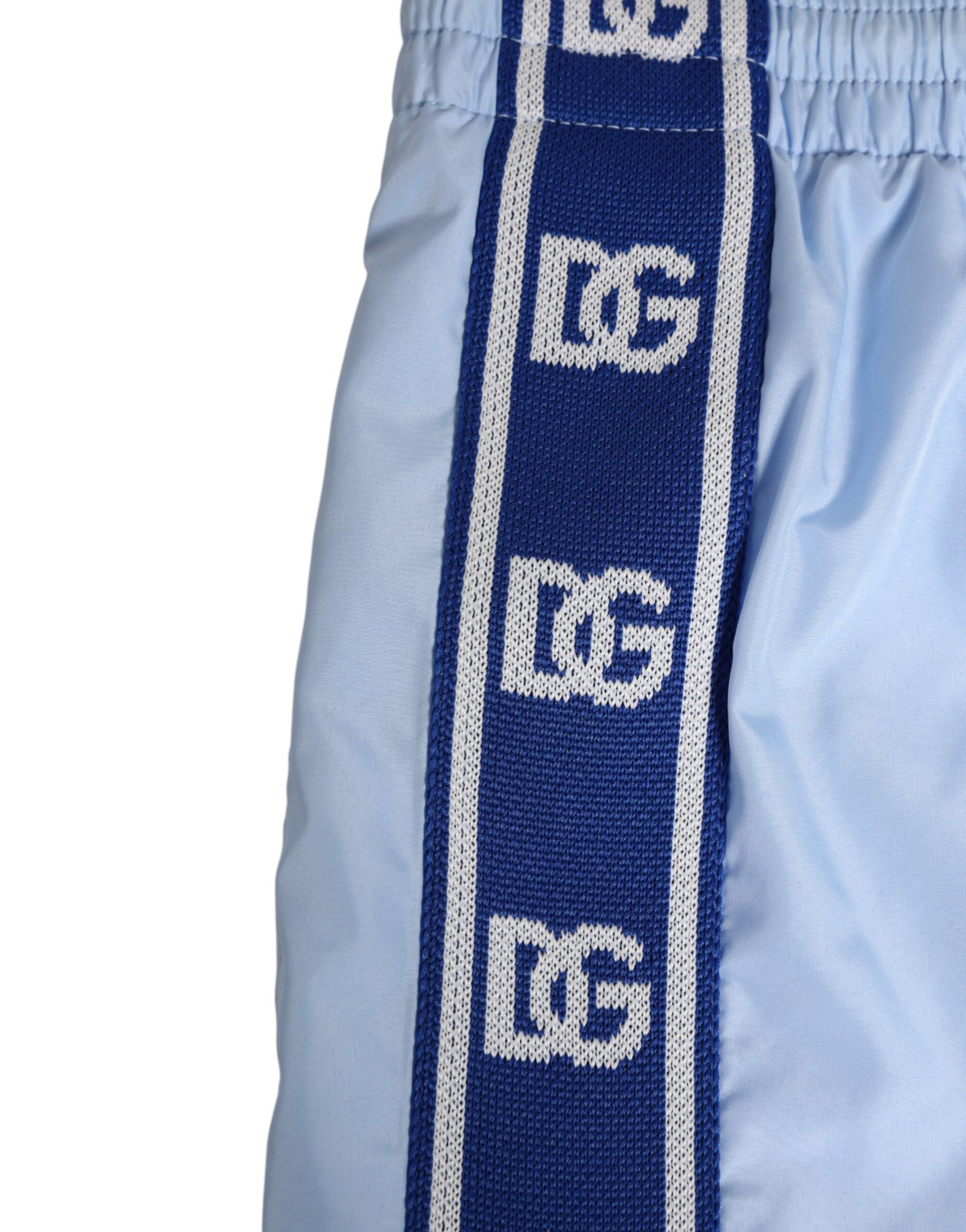 Light Blue Nylon DG Logo Tape Men Shorts Swimwear