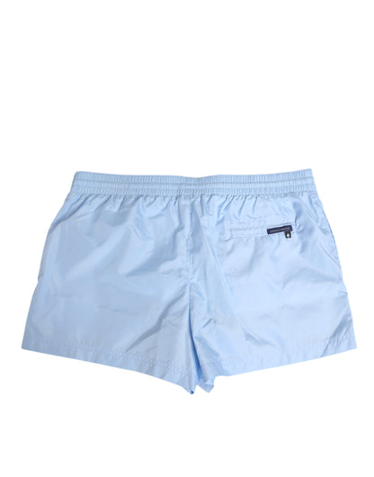 Light Blue Nylon DG Logo Tape Men Shorts Swimwear