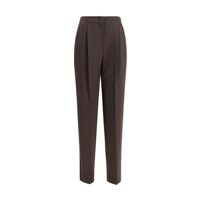 Brown Fleece Wool Casual Pants
