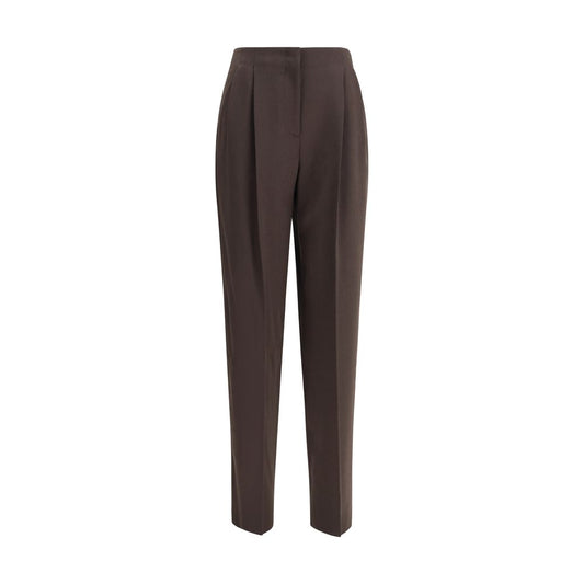 Brown Fleece Wool Casual Pants