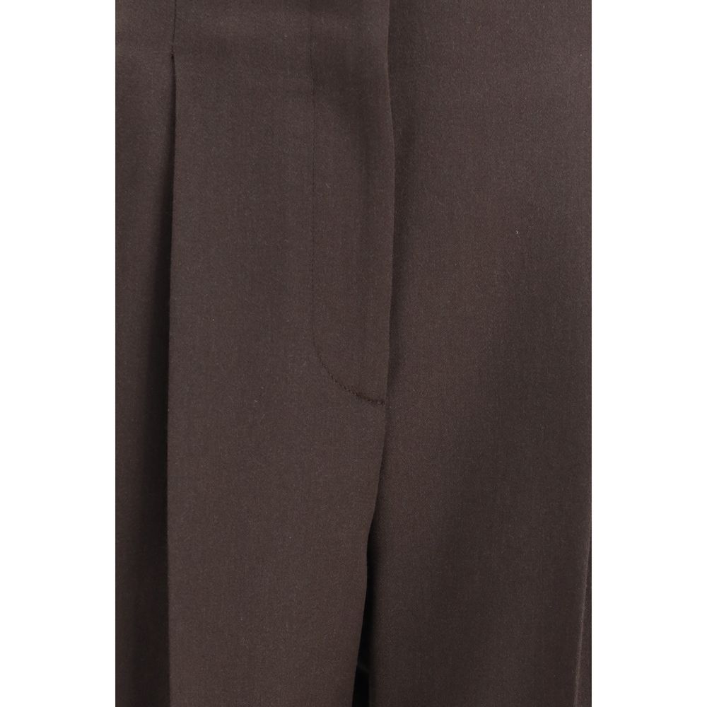 Brown Fleece Wool Casual Pants
