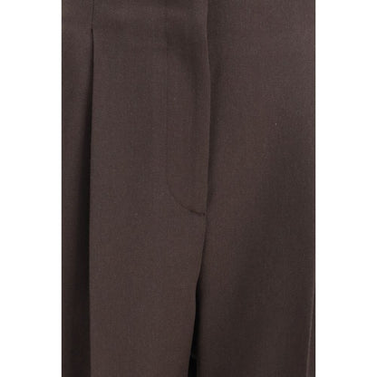 Brown Fleece Wool Casual Pants