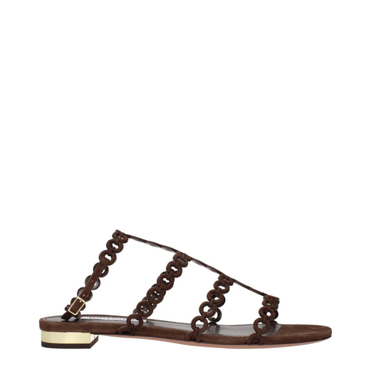 Brown Leather Flat Sandals