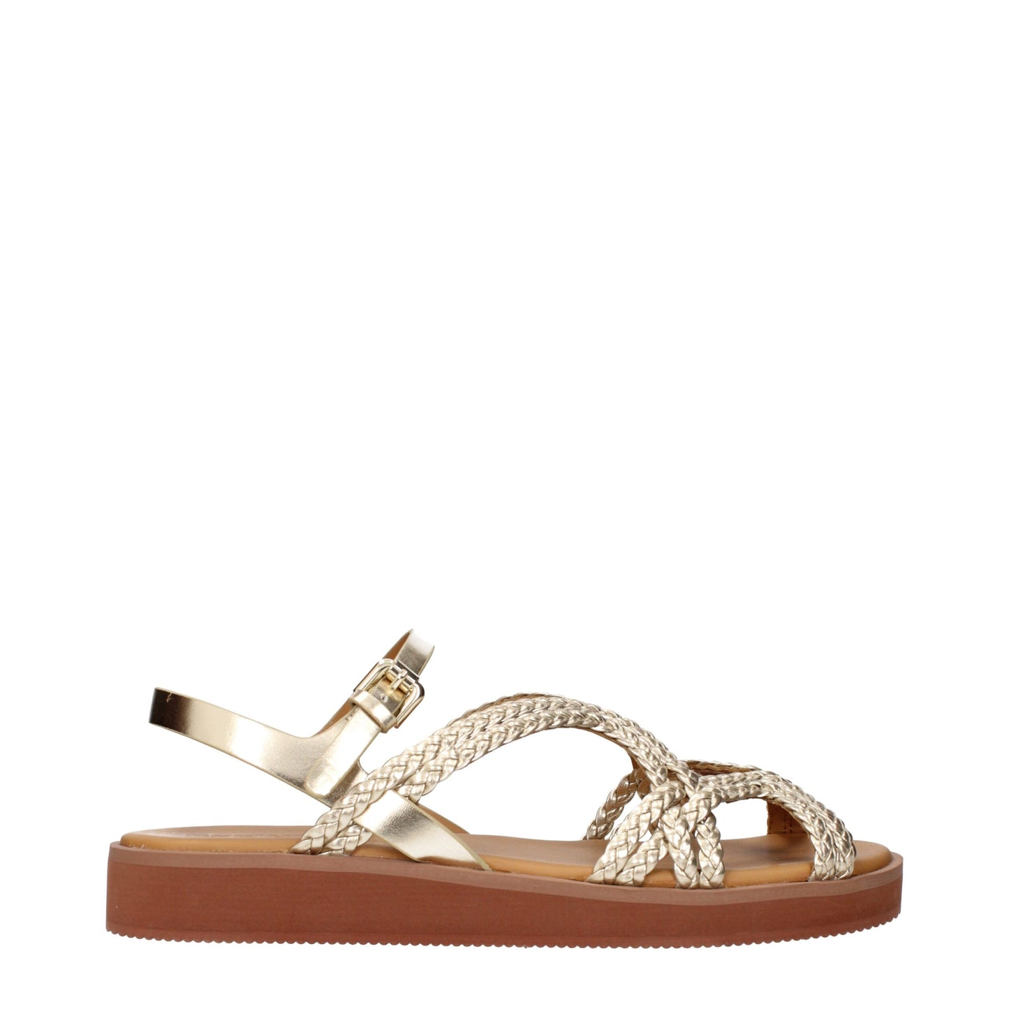 Gold Polyethylene Flat Sandals