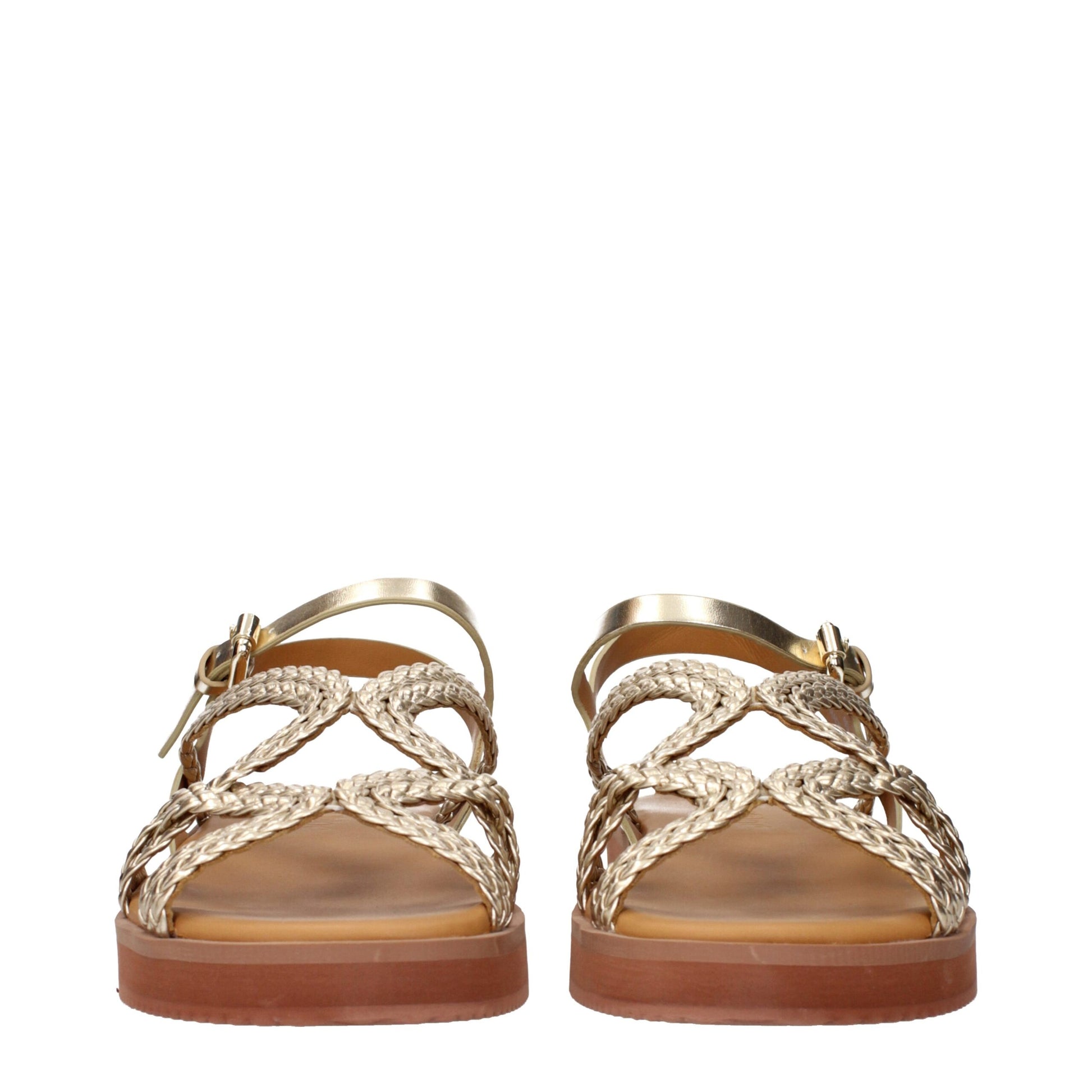 Gold Polyethylene Flat Sandals