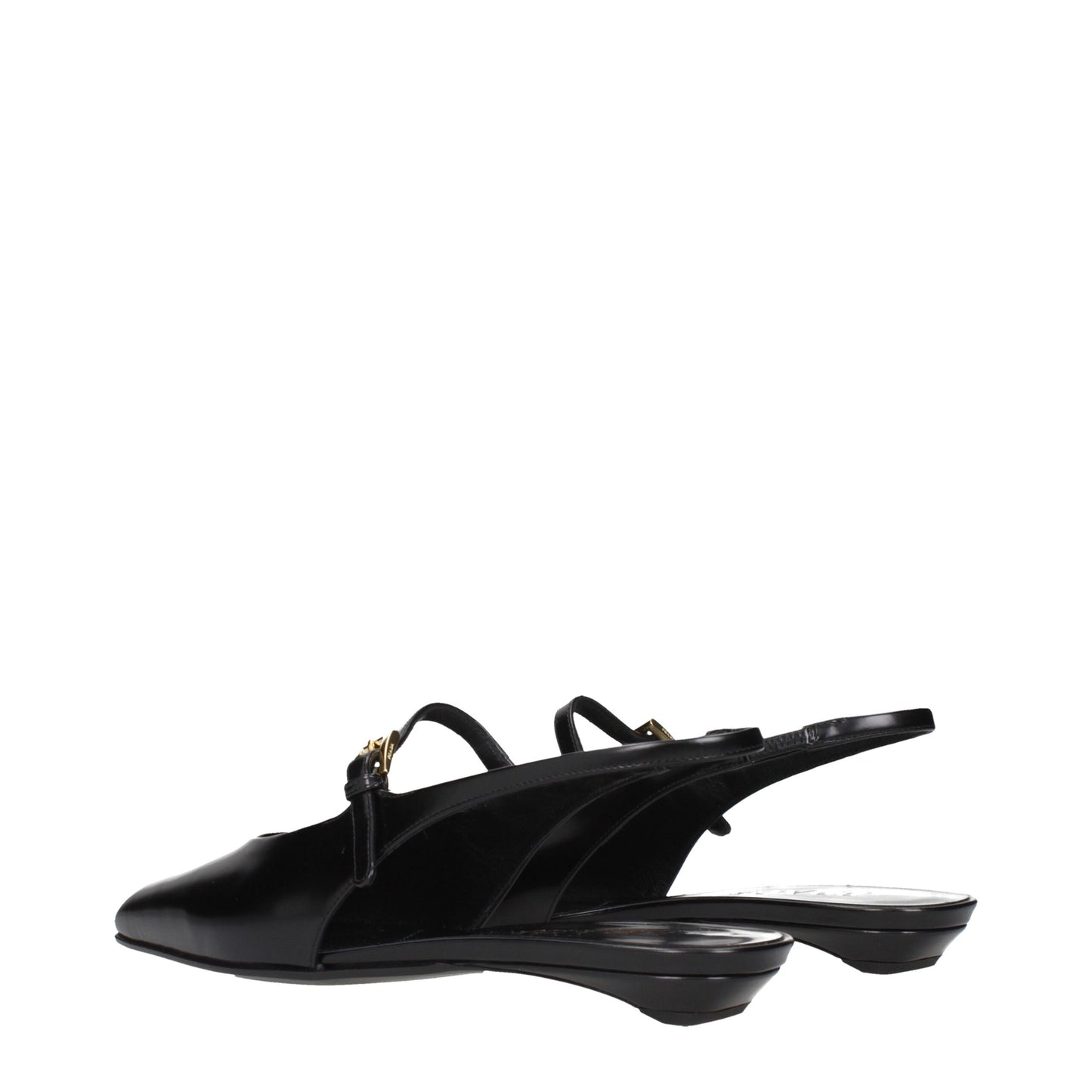 Black Leather Flat Sandals