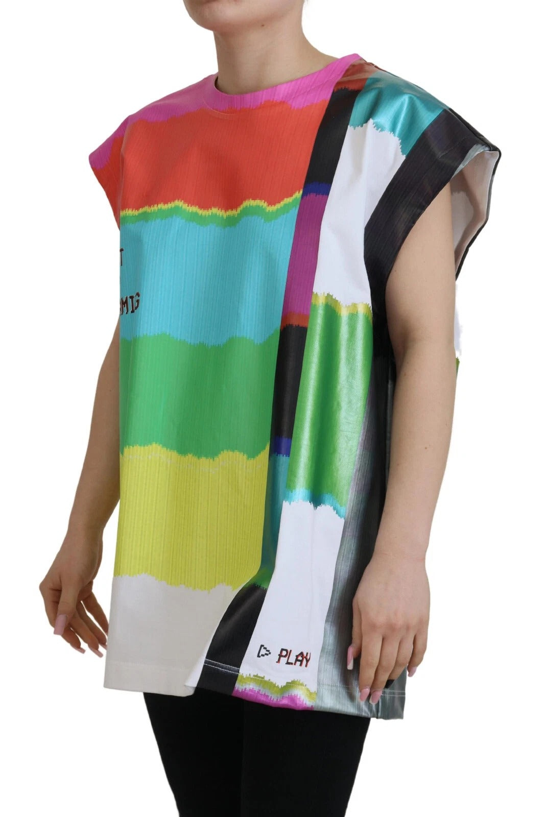 Multicolor Print Blouse Cotton Tank TV Print T-shirt