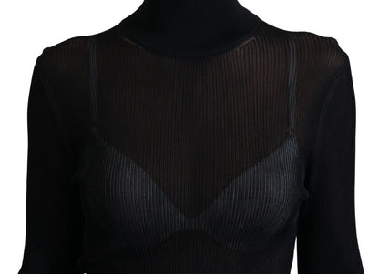 Black Turtleneck Slim Fit Pullover Sweater