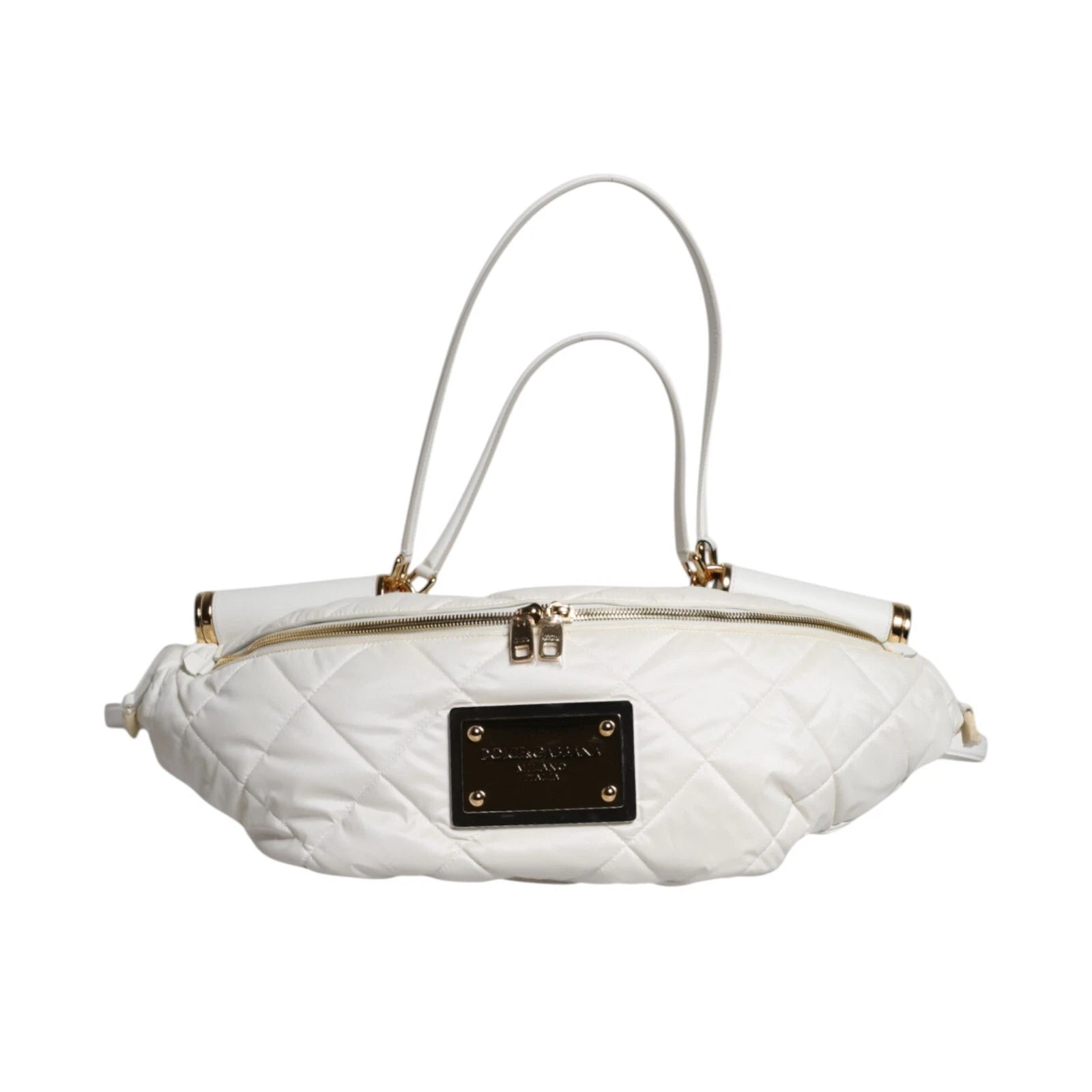 White Quilted Logo 90's Sicily Belt Waist Fanny Pack Bag