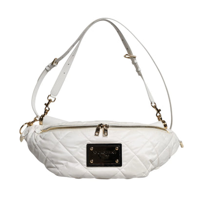 White Quilted Logo 90's Sicily Belt Waist Fanny Pack Bag