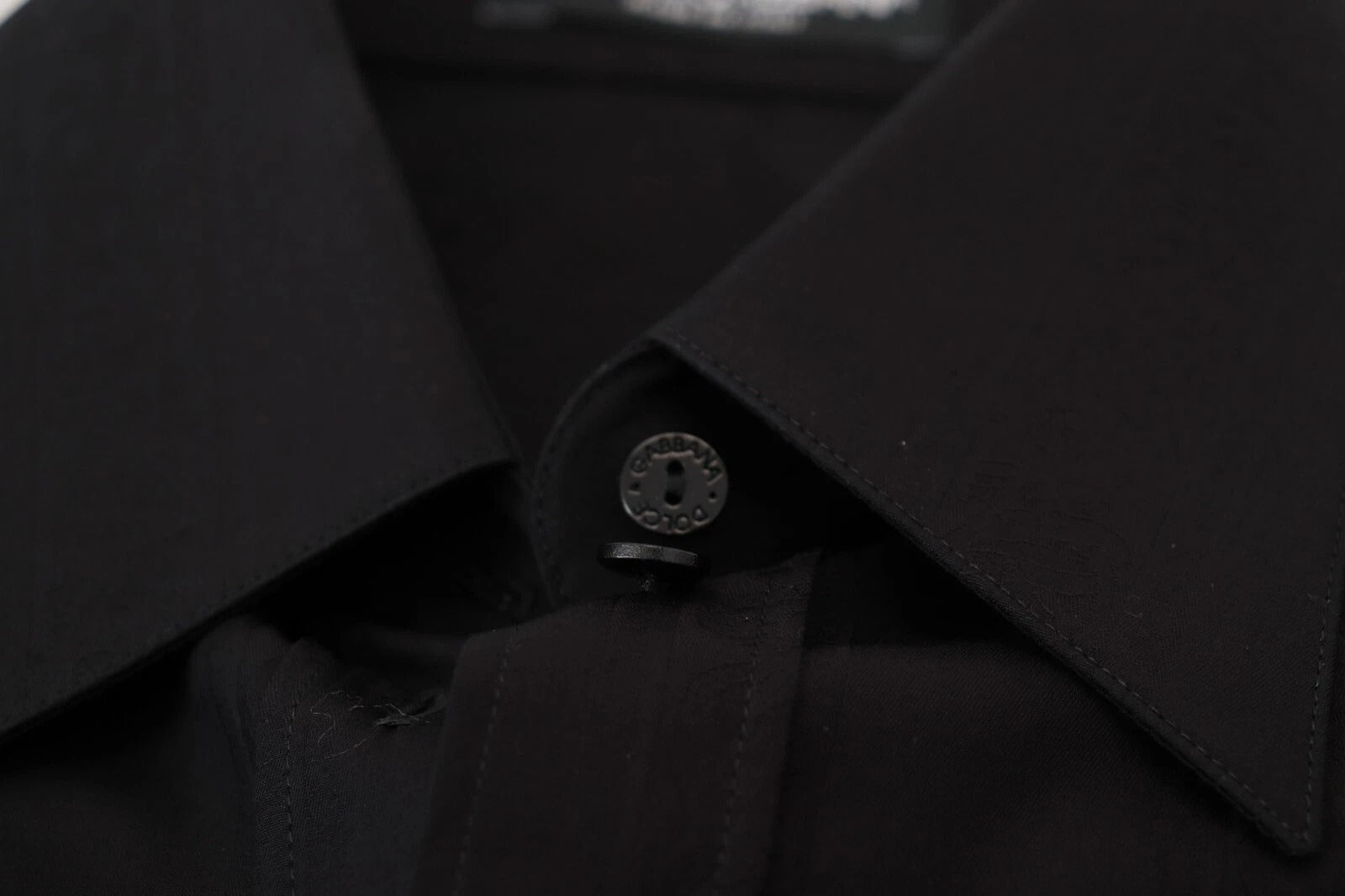 Black Cotton Collared Long Sleeves Shirt