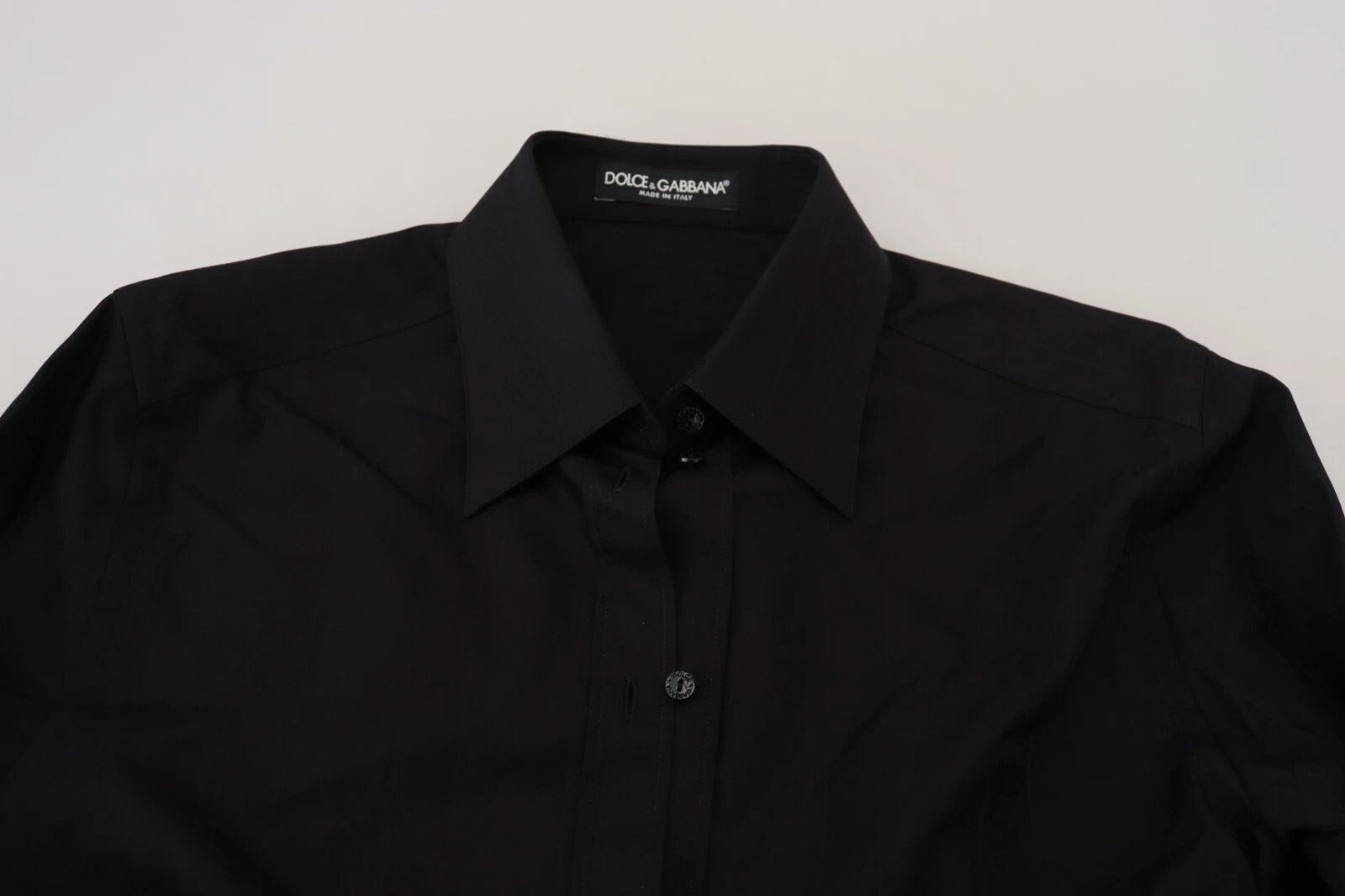 Black Cotton Collared Long Sleeves Shirt