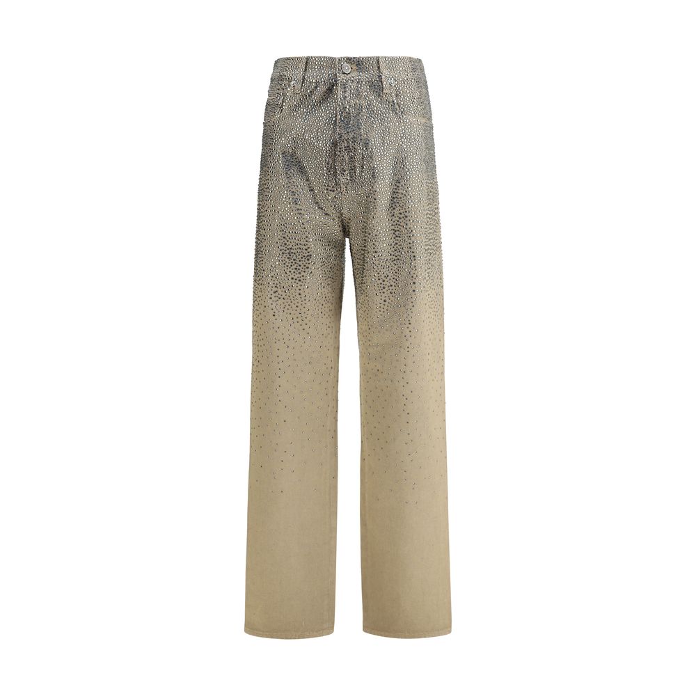 Bicolor Cotton Straight-Leg Jeans
