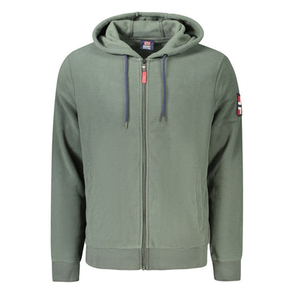 Green Polyester Men's Sweatshirt with Hood