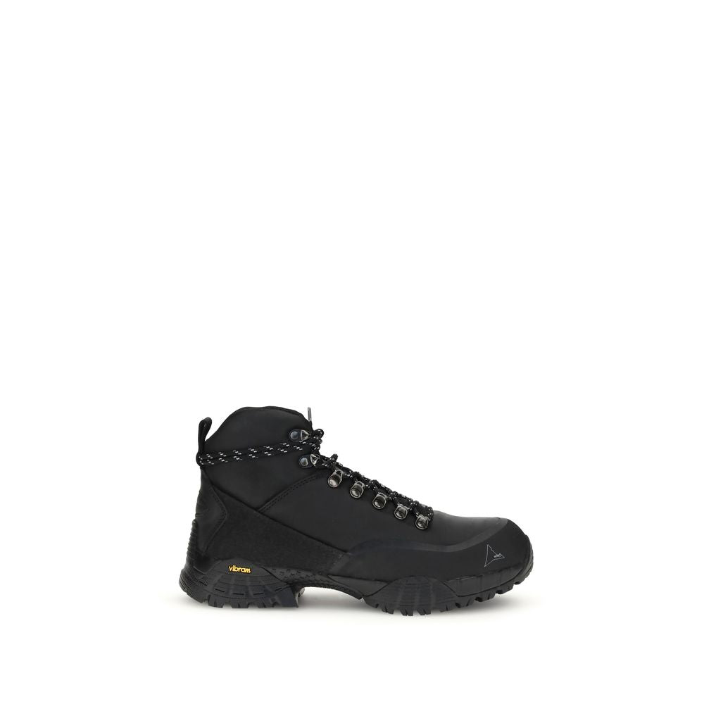 Black Leather Lace-Up Boots