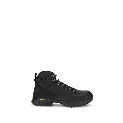 Black Leather Lace-Up Boots
