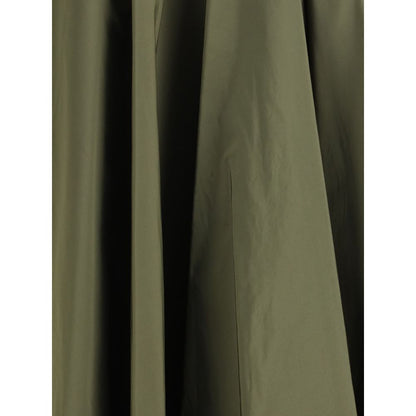 Green Polyester Midi Skirt
