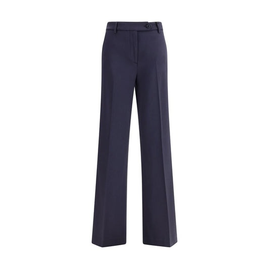 Blue Viscose Flared Pants