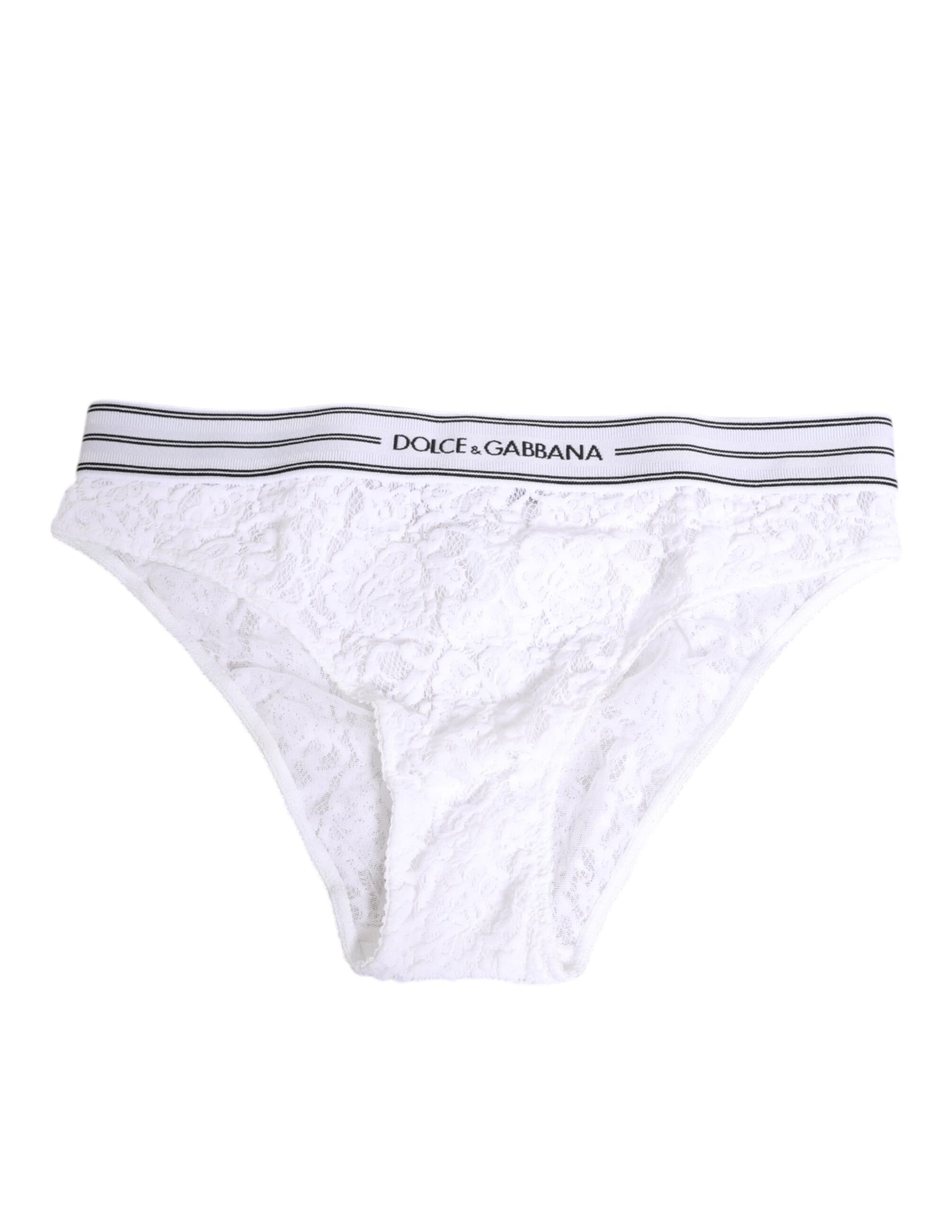 White Lace Slip Brief Logo Waistband Underwear